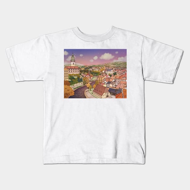 Cesky Krumlov In Czechia Kids T-Shirt by luuuxia